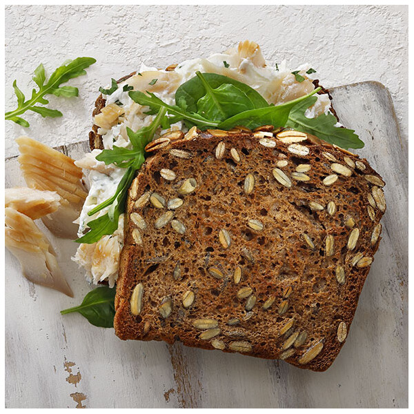 Pumpkin seed bread with trout