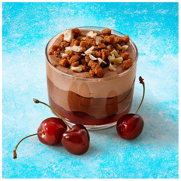 Chocolate mousse with cherries